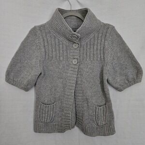 Express Womens Gray‎ Short Sleeve Cardigan Angora Wool Blend Sweater Medium